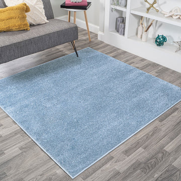Haze Solid Low-pile Area Rug Classic Blue